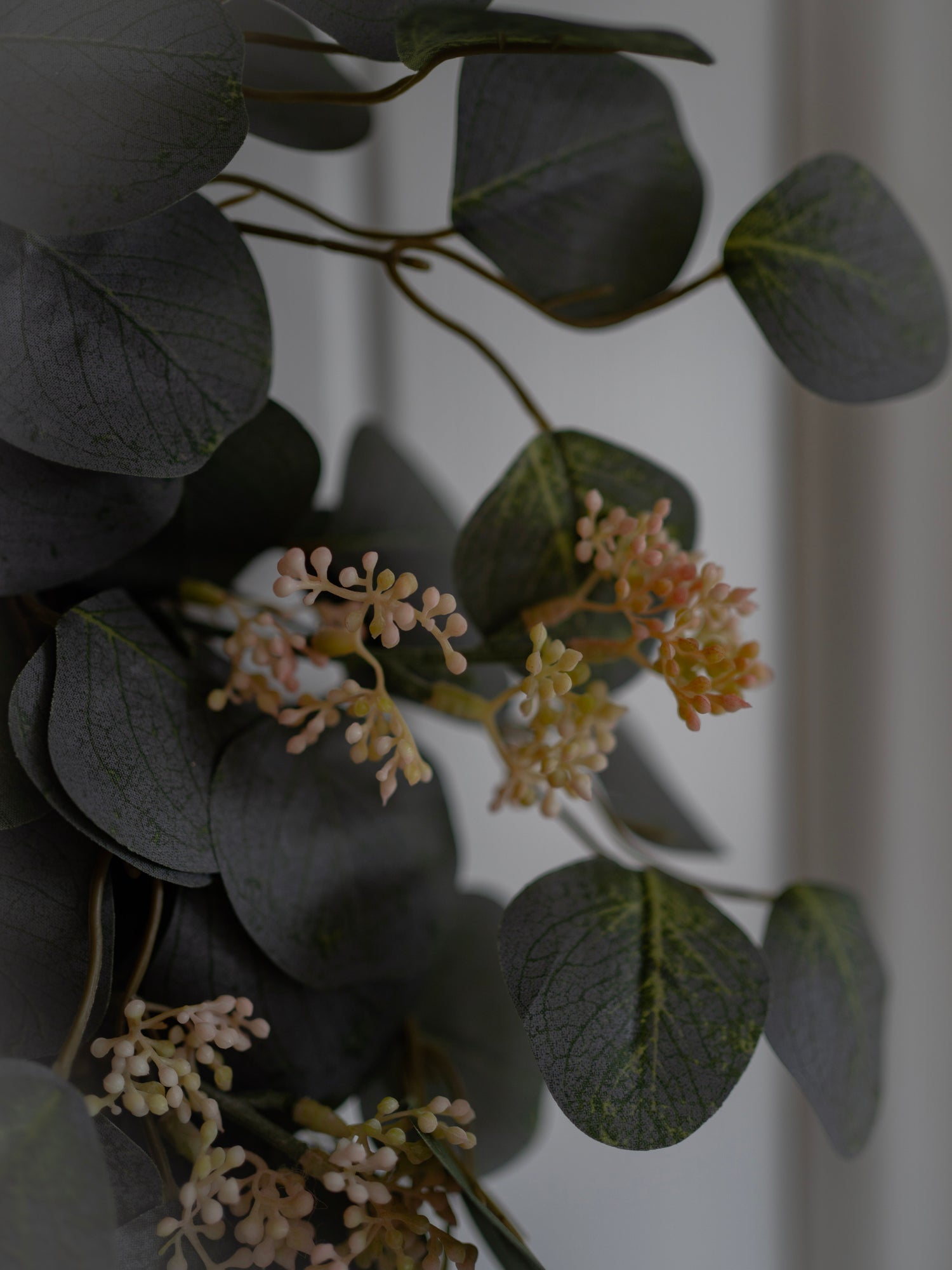 Luxury Faux Christmas Eucalyptus Wreath with Burlap Bow and Bells