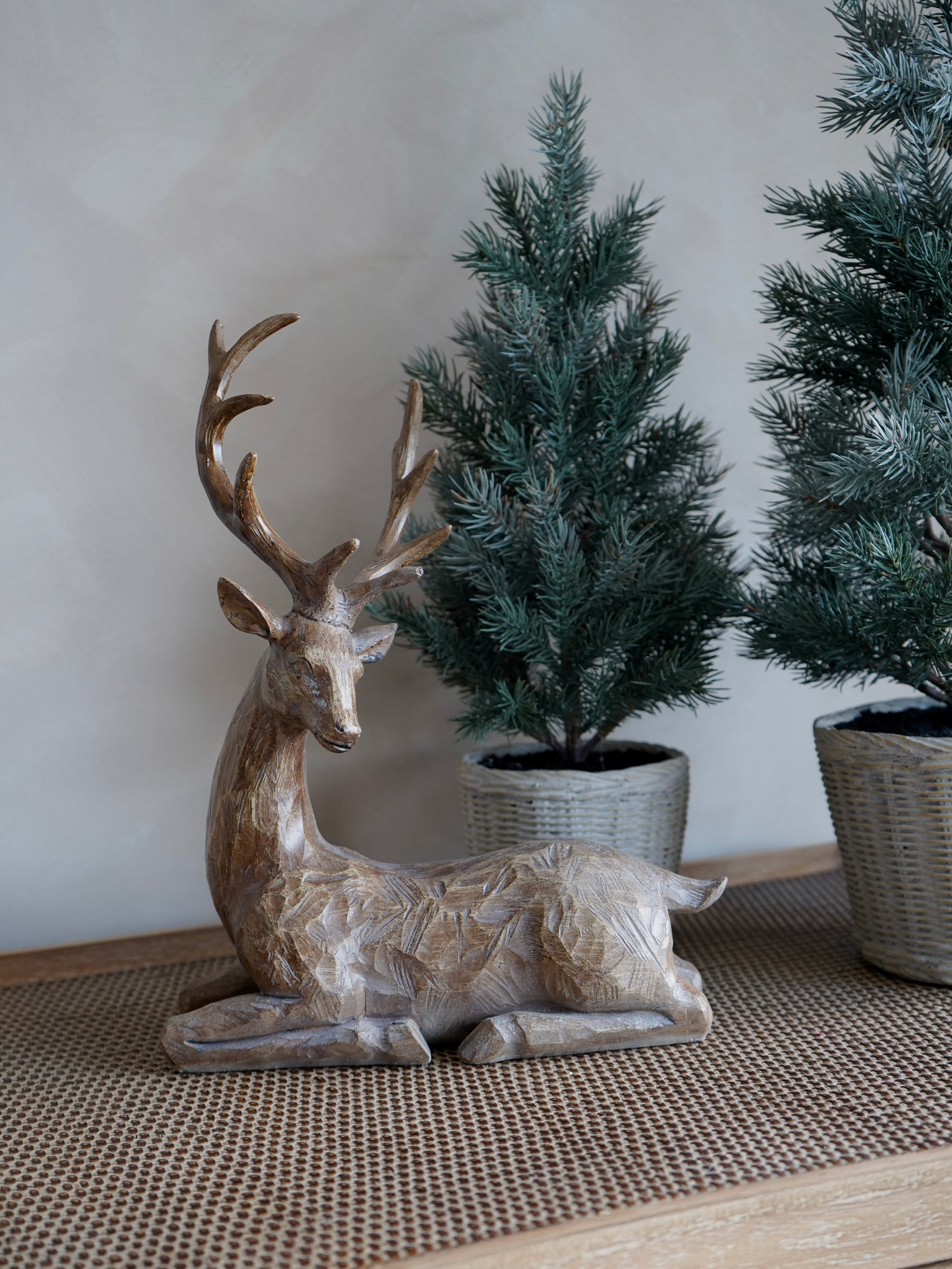 Lying Down Rustic Reindeer Decoration