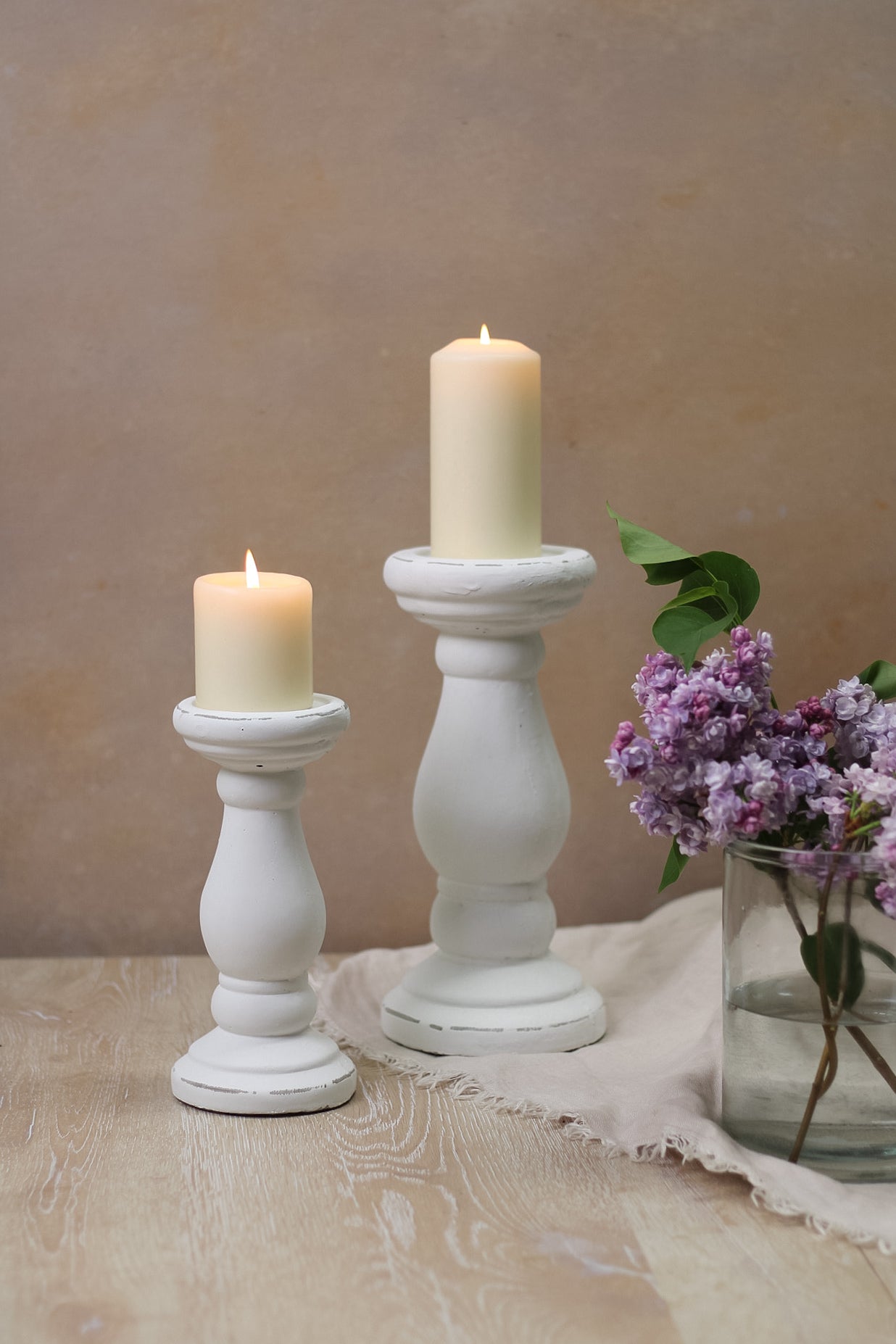 Matt White Stone Candlestick
