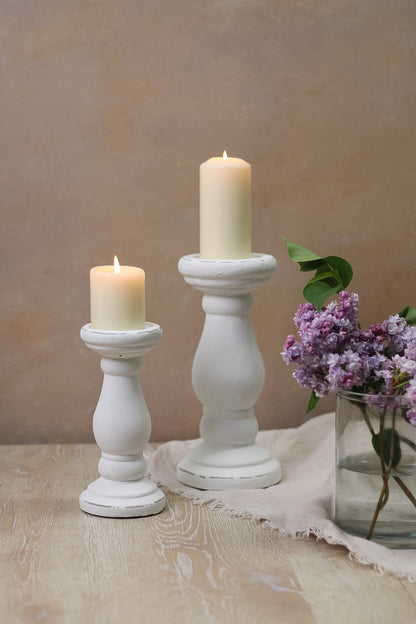 Matt White Stone Candlestick