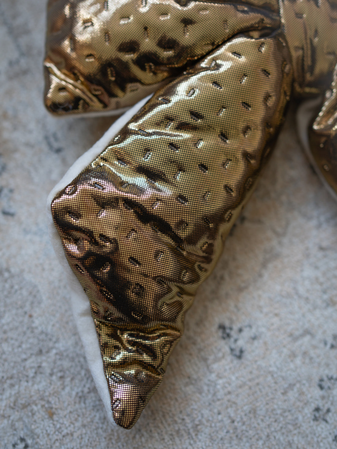 close of Metallic Gold Christmas Bow Decoration 