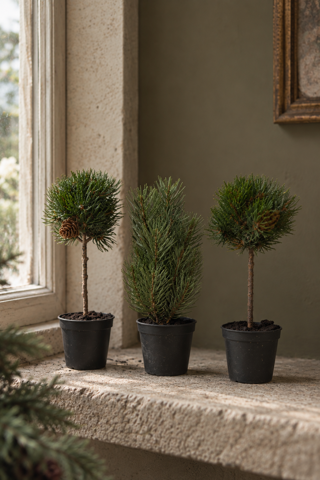 Mini Faux Winter Pine Trees