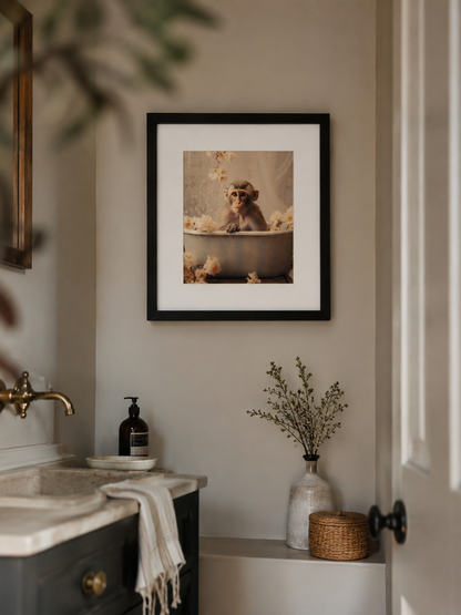 Monkey Bathroom Joy Framed Wall Art