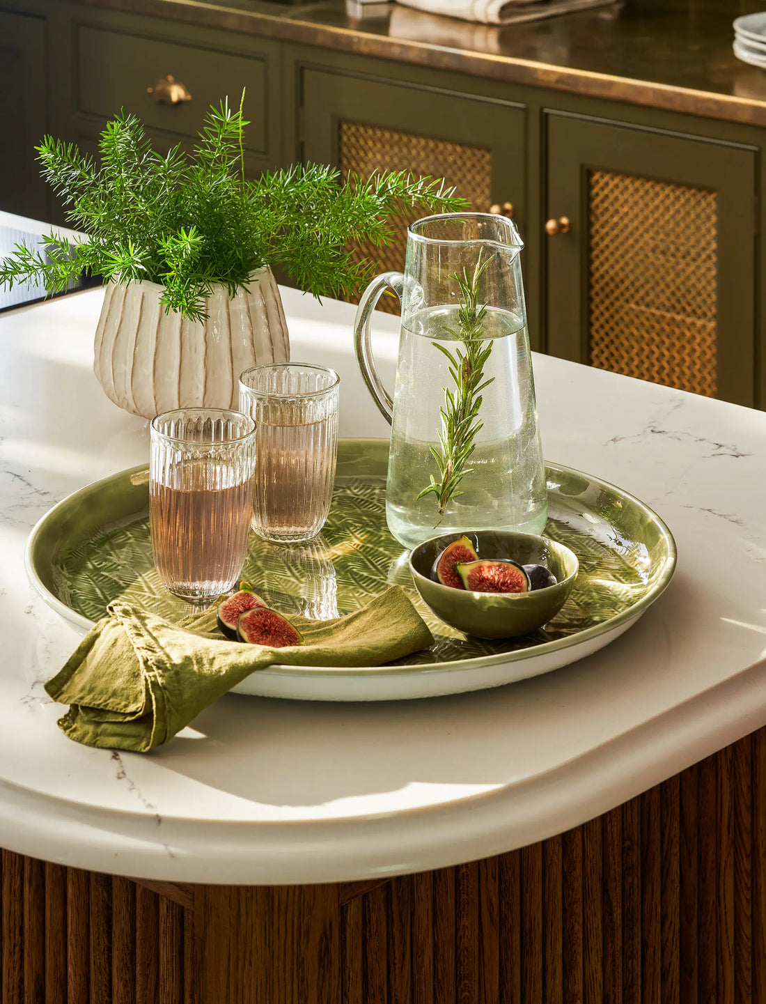 Moss Green Round Leaves Tray