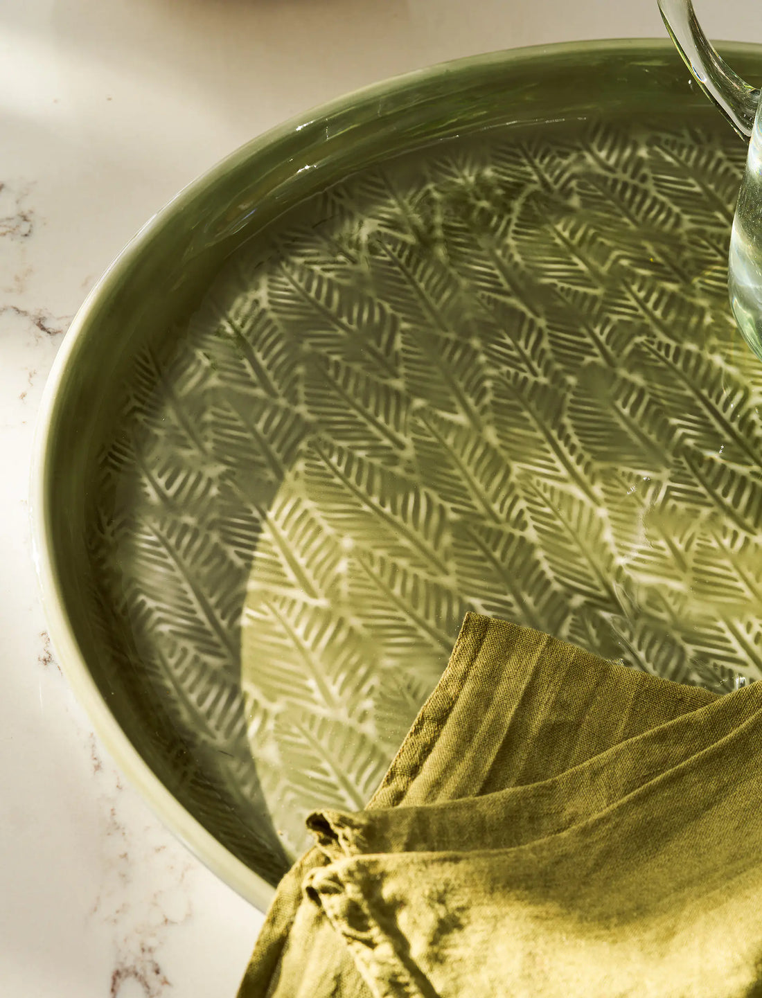 Moss Green Round Leaves Tray