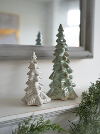Moss &amp; Ivory Ceramic Christmas Trees