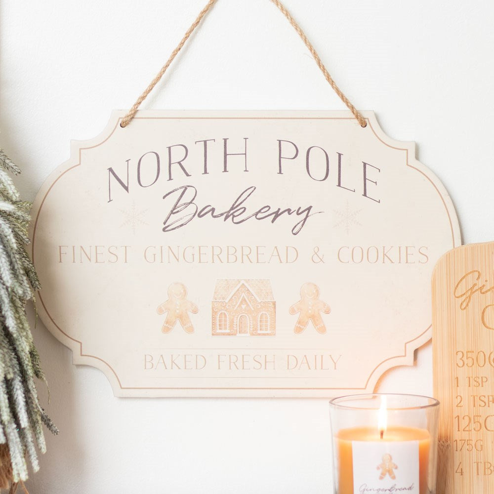 North Pole Bakery Wooden Hanging Sign