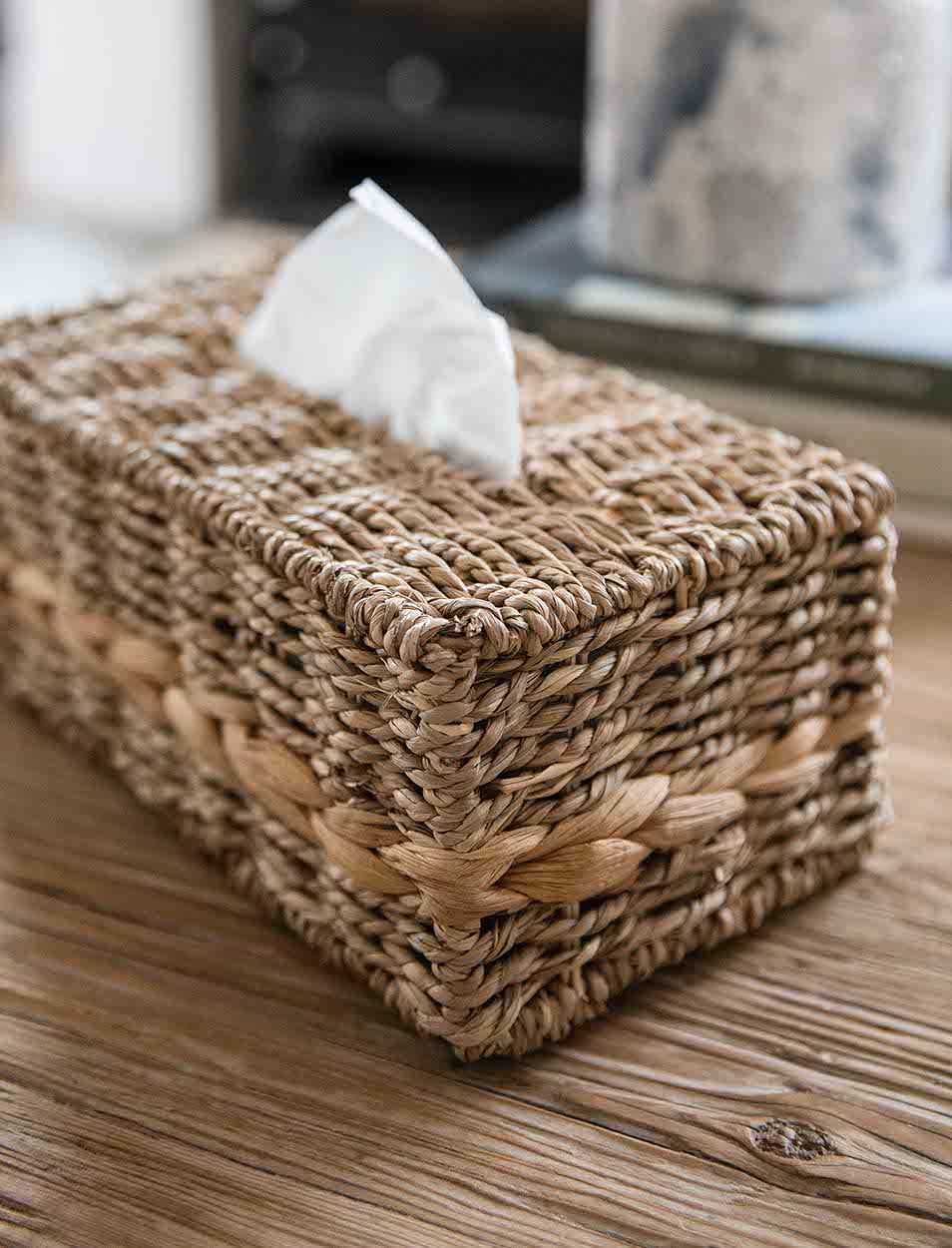 Natural Woven Seagrass Rectangular Tissue Box Holder