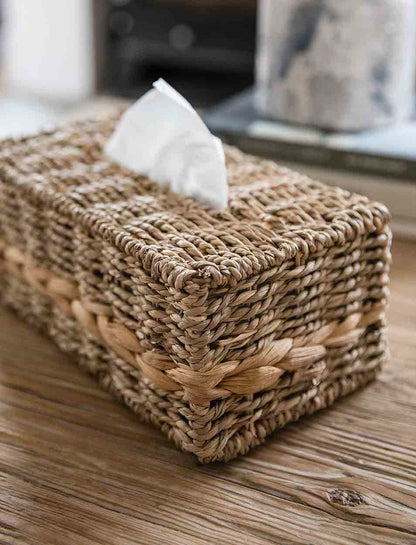 Natural Woven Seagrass Rectangular Tissue Box Holder