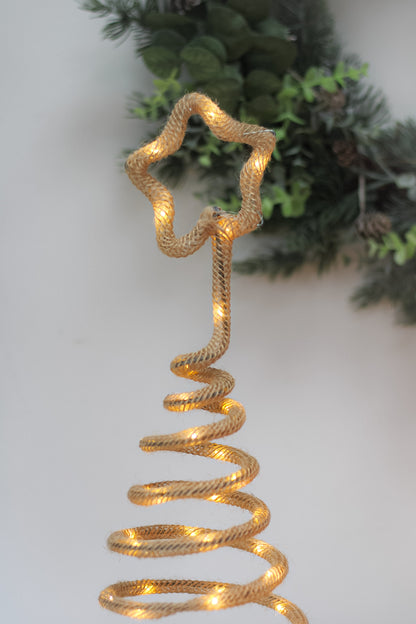 Neutral Rope Tree with Star and Lights 002