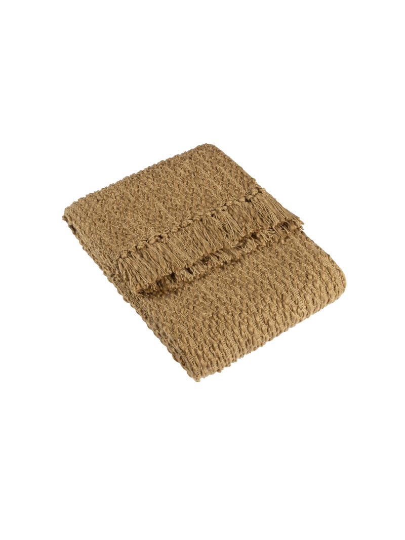 Olive Woven Fringed Throw