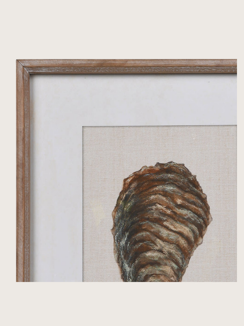 Framed artwork of a textured, organic shape on a neutral background