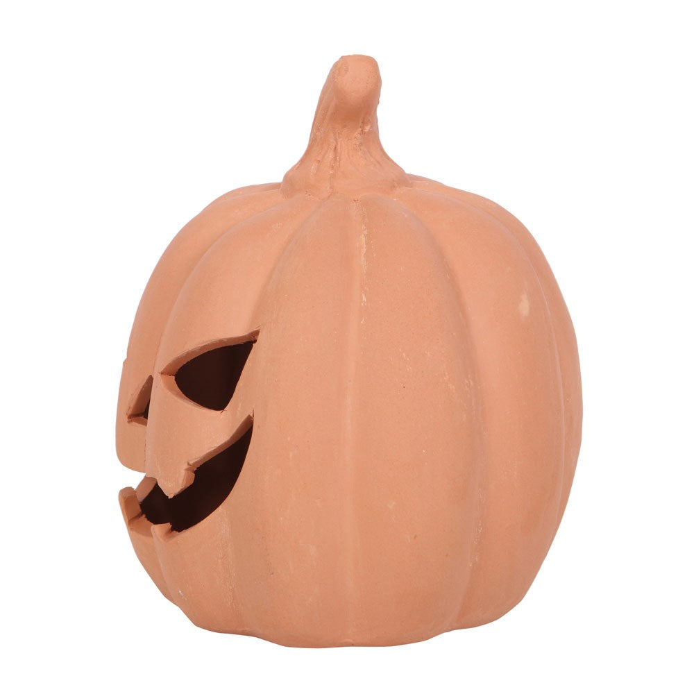 Short Spooky Terracotta Carved Face Lantern