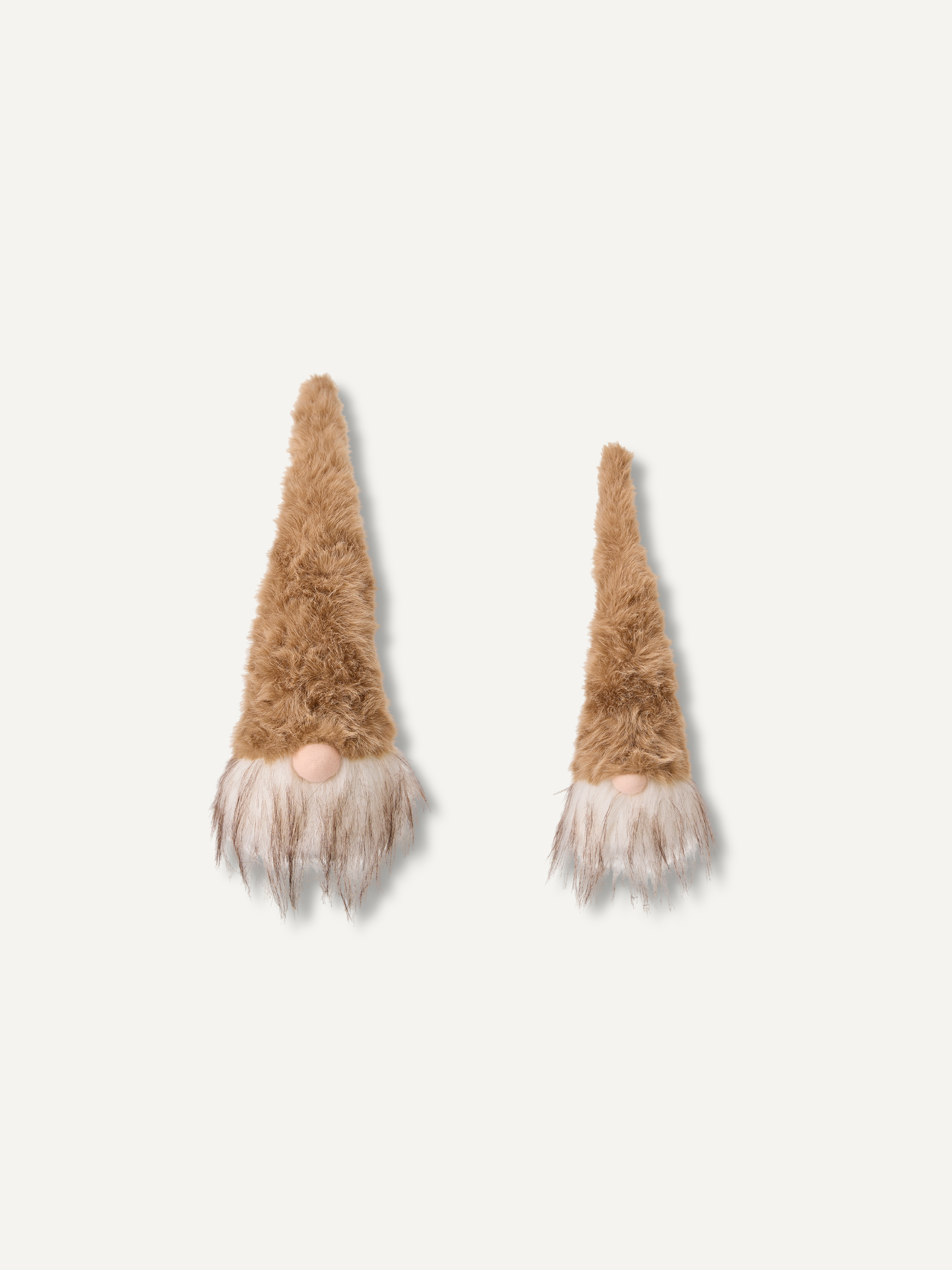 Pair of Beige Furry Hat Gonks with Fluffy Beards