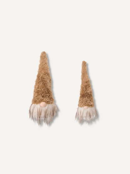 Pair of Beige Furry Hat Gonks with Fluffy Beards