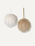 Pair of Cream & Beige Fluffy Baubles