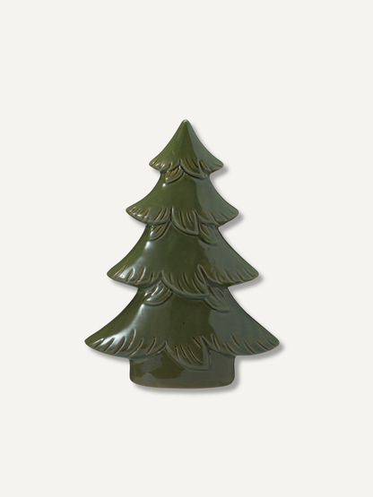 Pair of Moss Green Ceramic Christmas Trees