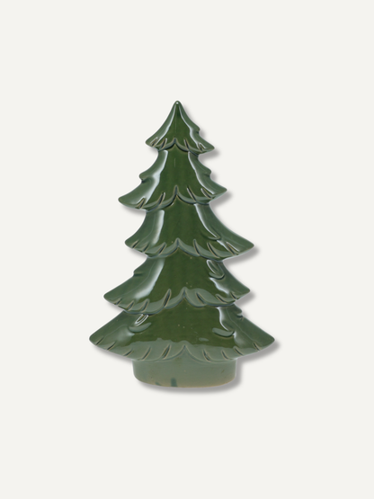 Pair of Moss Green Ceramic Christmas Trees