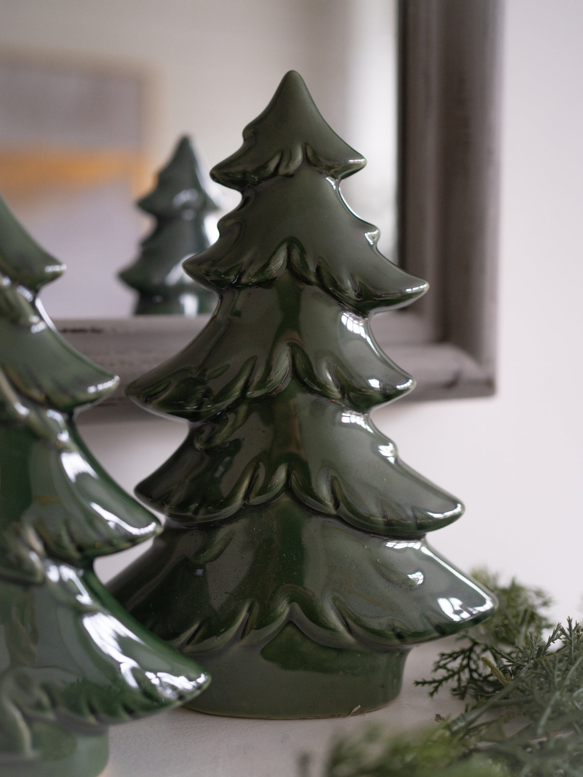 Pair of Pine Green Ceramic Christmas Trees