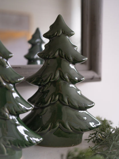 Pair of Pine Green Ceramic Christmas Trees