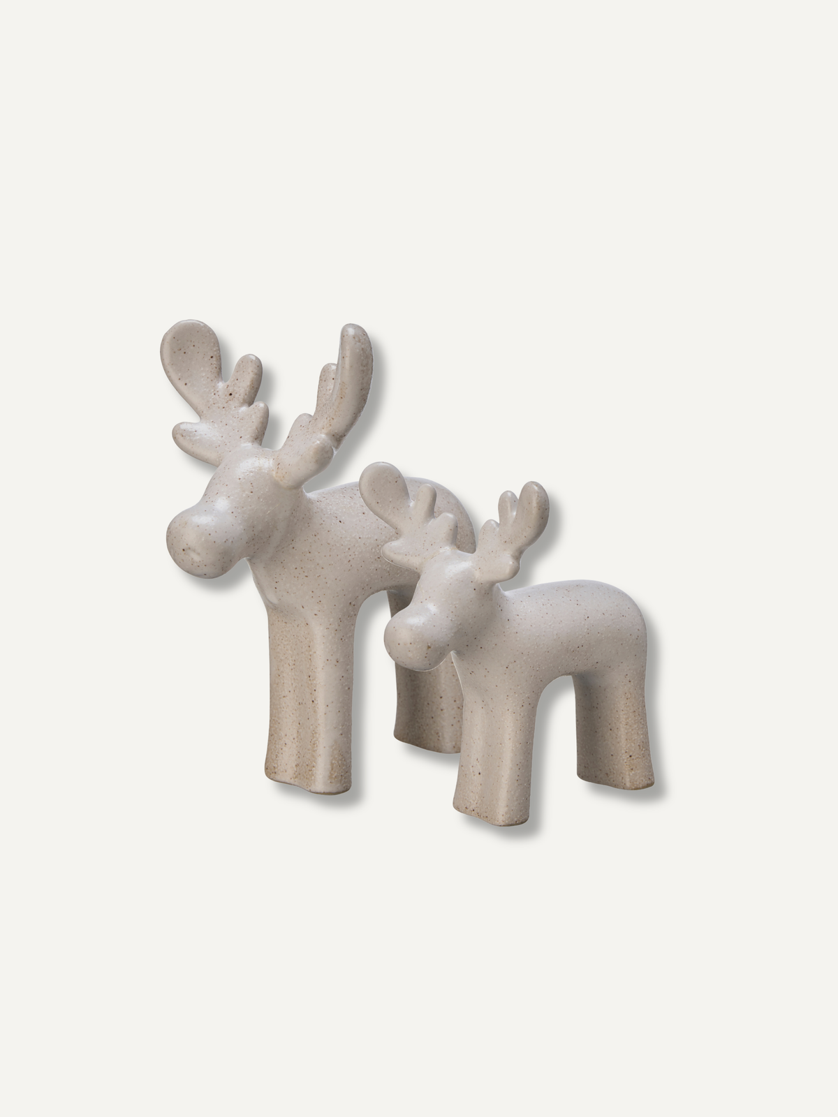 Pair of White Melange Reindeer Ornaments