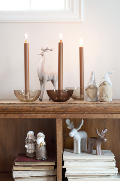 Pair of White Melange Reindeer Ornaments