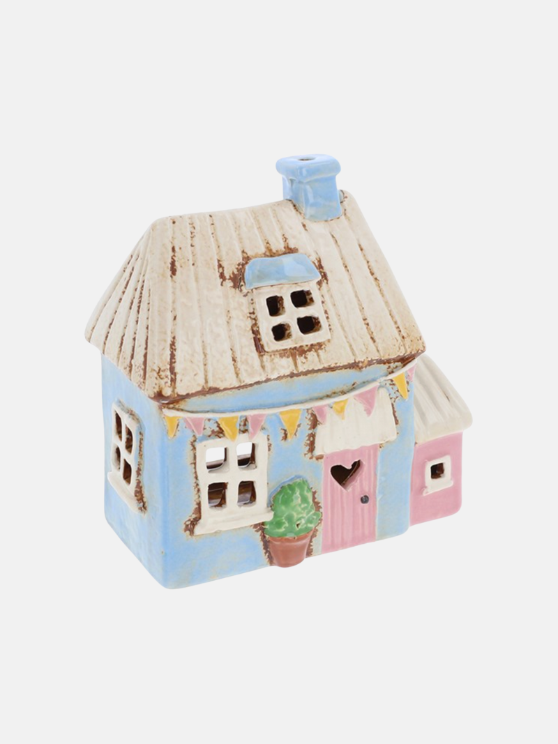 Pale Blue Stoneware House Ornament