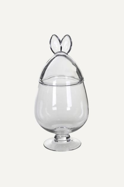 Pedestal Rabbit Ears Glass Jar