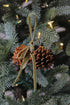 Pinecone Christmas Tree Decoration with Sage Velvet Ribbon Bow