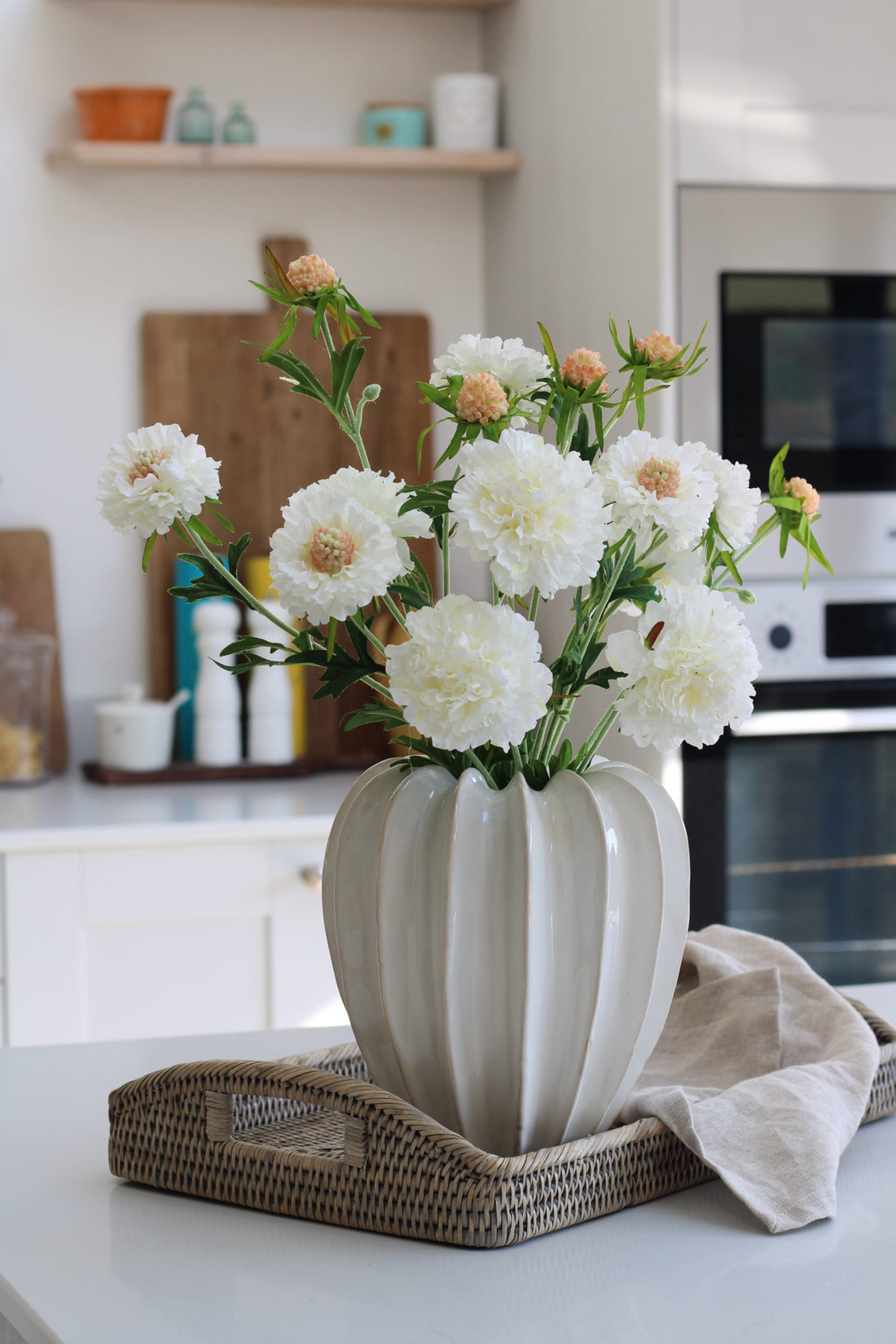 Prestbury Cream Ceramic Grooved Vase