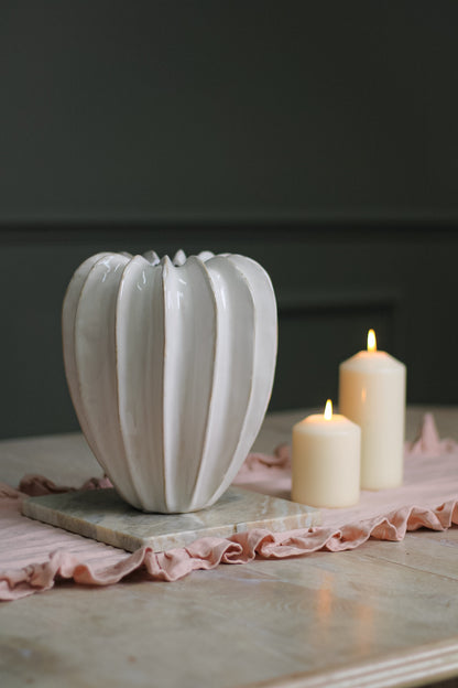 Prestbury Cream Ceramic Grooved Vase