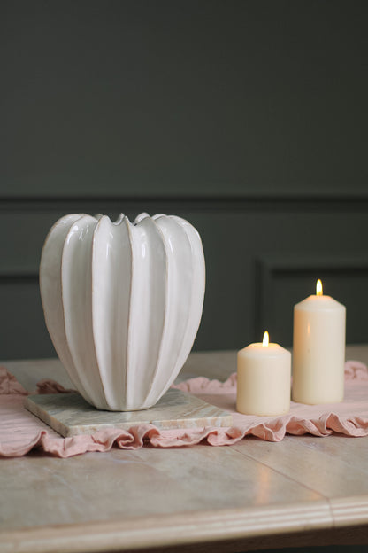Prestbury Cream Ceramic Grooved Vase