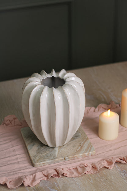 Prestbury Cream Ceramic Grooved Vase