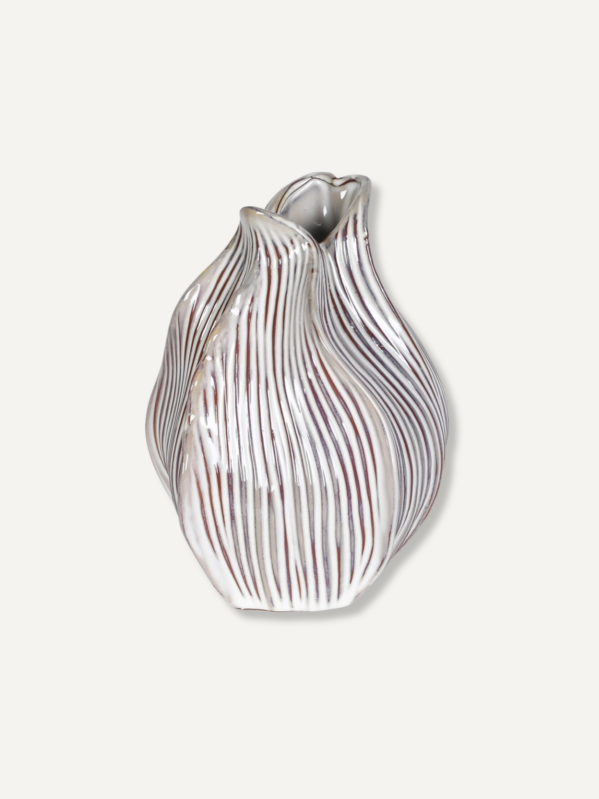 Reactive Glazed Ribbed Vase