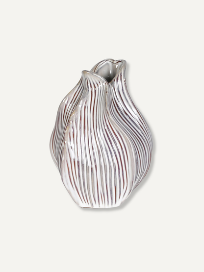 Reactive Glazed Ribbed Vase