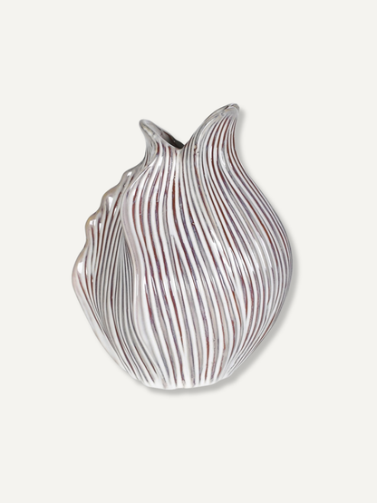 Reactive Glazed Ribbed Vase