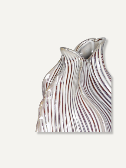 Reactive Glazed Ribbed Vase