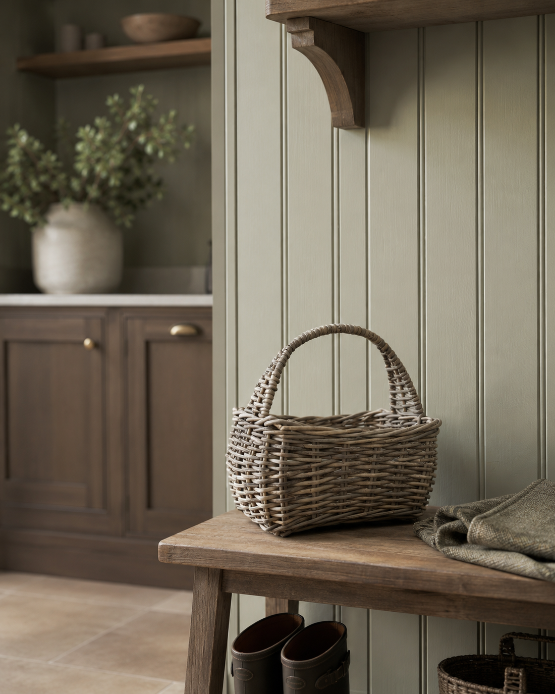 Rectangular Rattan Basket with Handle