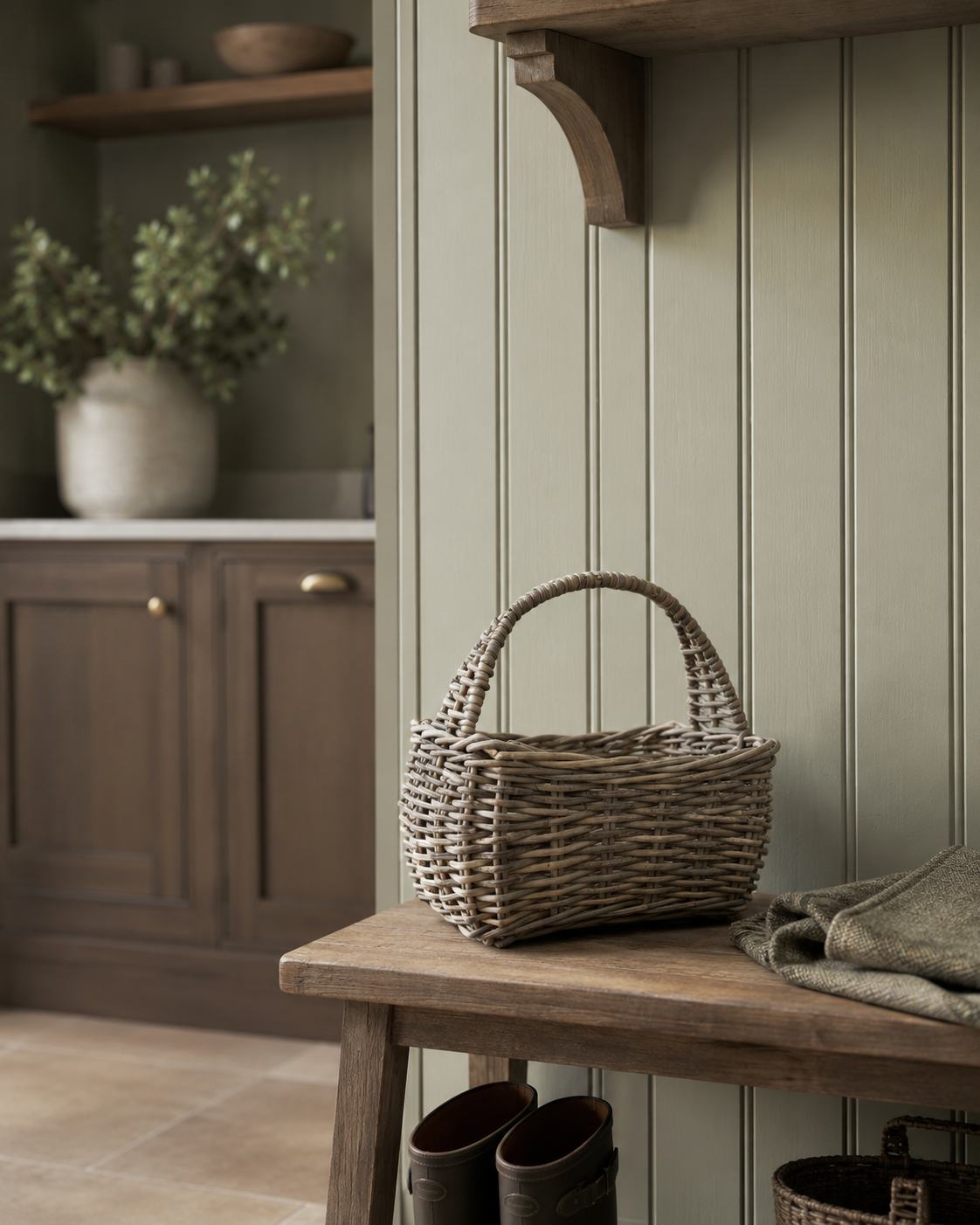 Rectangular Rattan Basket with Handle