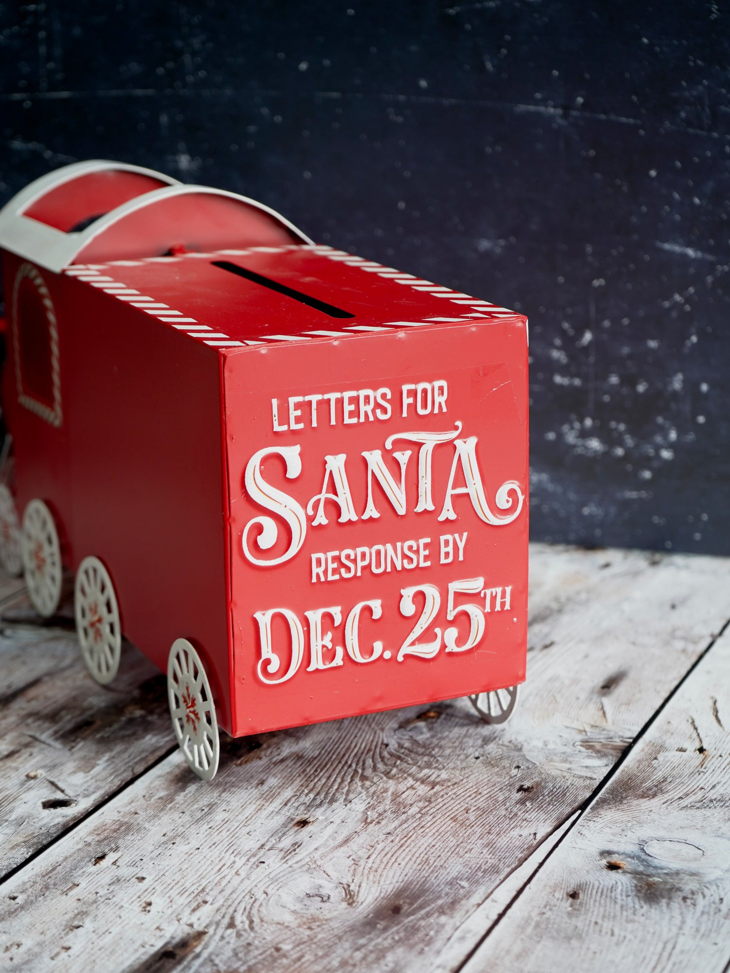 Red toy truck-shaped mailbox with &