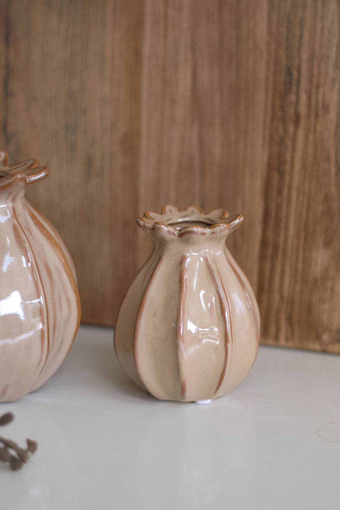 Rich Brown Poppy Head Vase