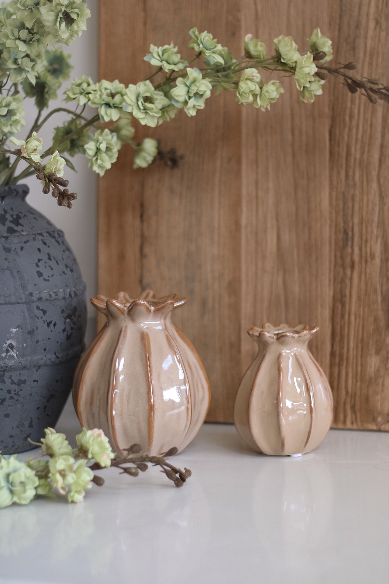 Rich Brown Poppy Head Vase