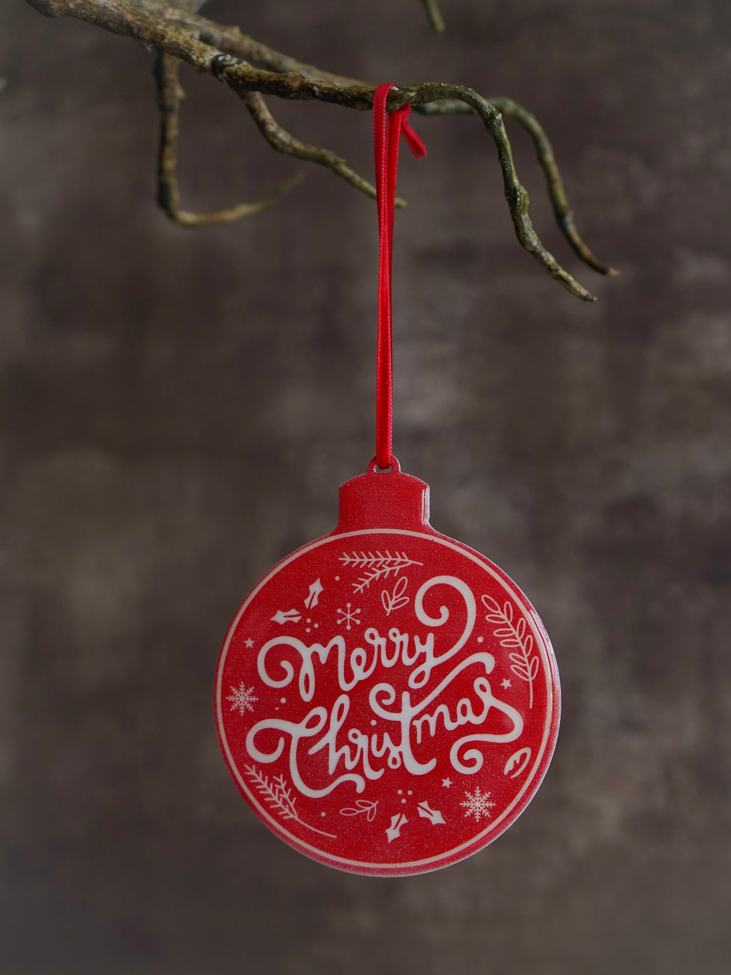 Round Red Merry Christmas Tree Decoration