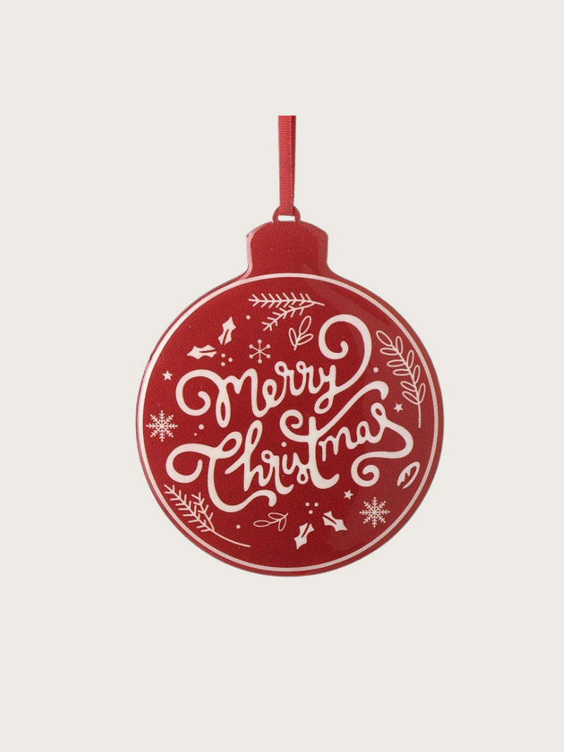 Red Christmas ornament with &