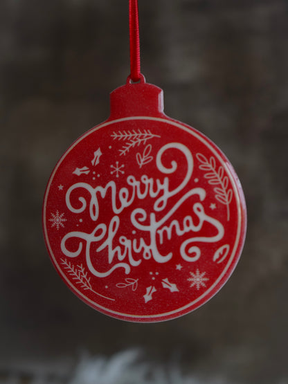 Round Red Merry Christmas Tree Decoration