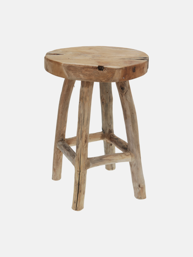 Wooden stool on a white background