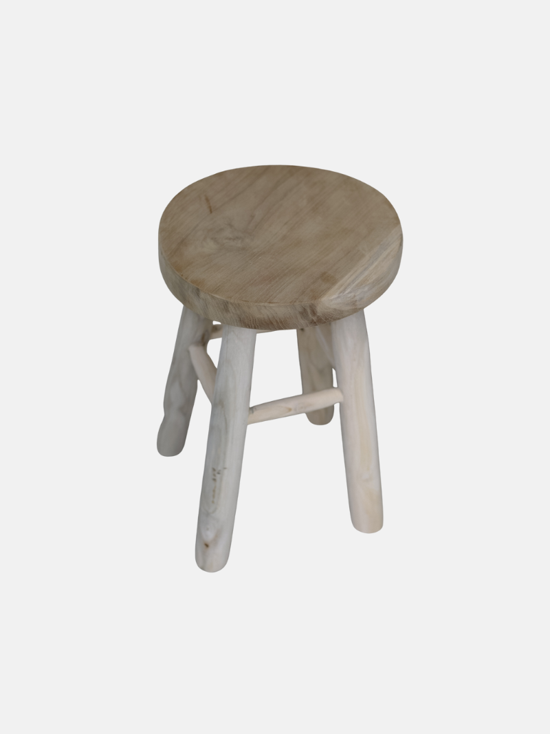 Wooden stool on a white background
