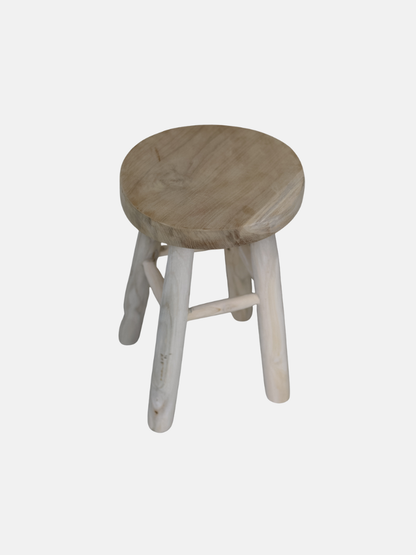 Wooden stool on a white background
