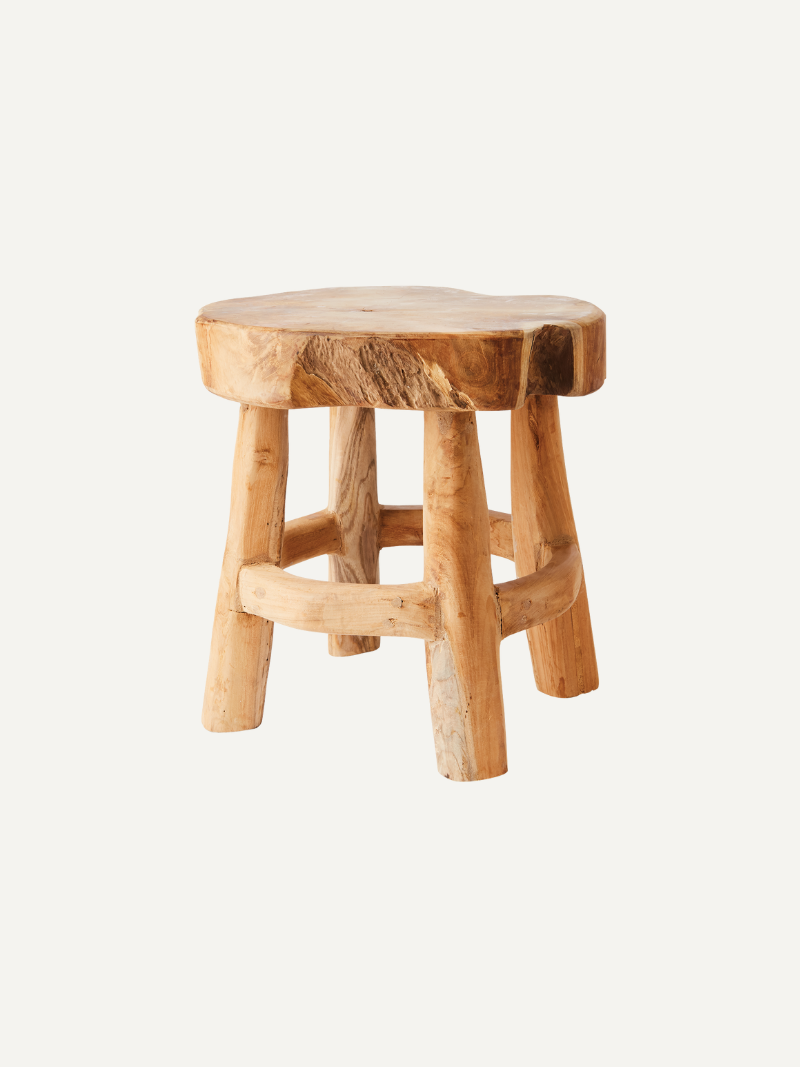 Rounded Teak Wooden Stool