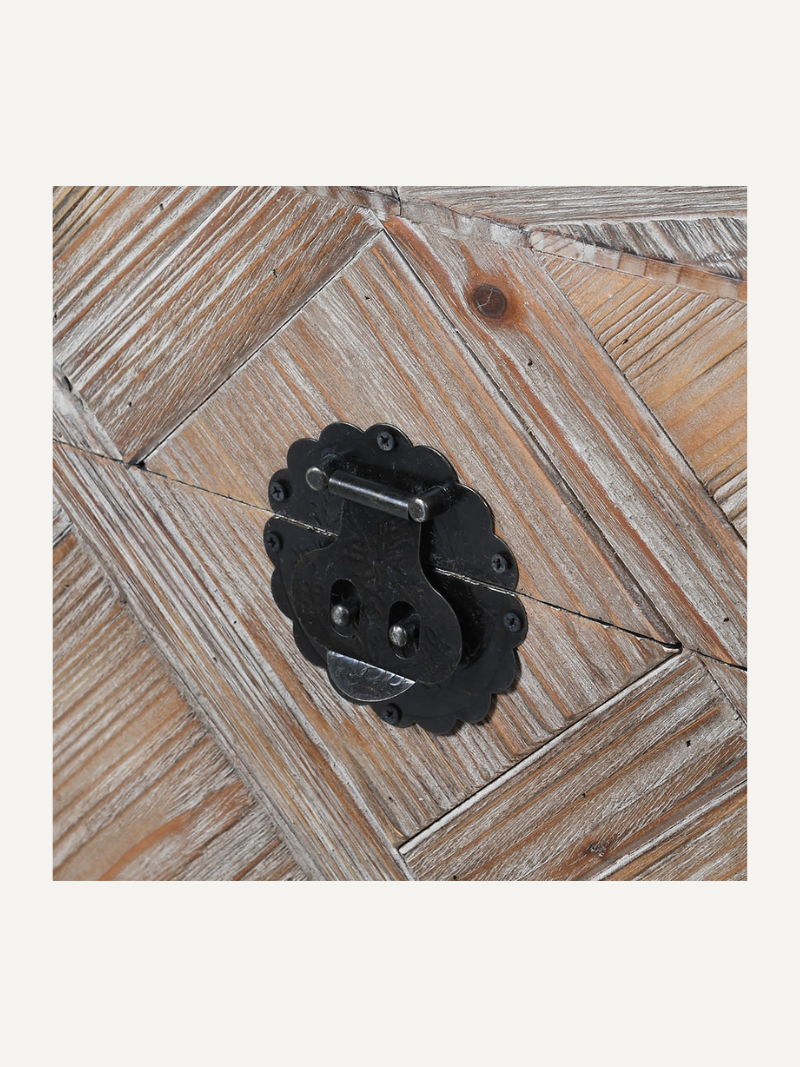 Rustic Carved Wooden Trunk